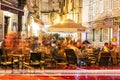 Tourists are having dinner in the restaurant at night, Trogir, C Royalty Free Stock Photo